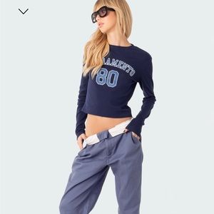 Edikted long sleeve blue Sacramento shirt